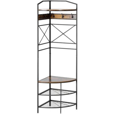 GIORDANOSHOP - Albero Porta Abiti Angolare 50x50x183cm in Legno e Acciaio con Panca e Scarpiera - Mobile da Ingresso GIORDANOSHOP - Albero Porta Abiti Angolare 50x50x183cm in Legno e Acciaio con Panca e Scarpiera - Mobile da Ingresso