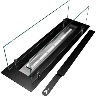 GIORDANOSHOP - Camino Bioetanolo da Incasso 64,5x19,4x21 cm In Acciaio con Vetri Nero - Camino GIORDANOSHOP - Camino Bioetanolo da Incasso 64,5x19,4x21 cm In Acciaio con Vetri Nero - Camino
