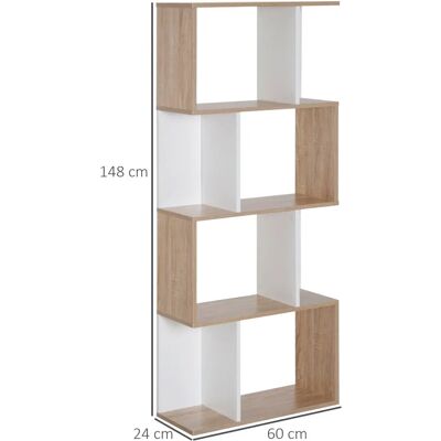 Libreria Moderna Benzoni - 4 Ripiani - Bianco, Legno Naturale Libreria Moderna Benzoni - 4 Ripiani - Bianco, Legno Naturale