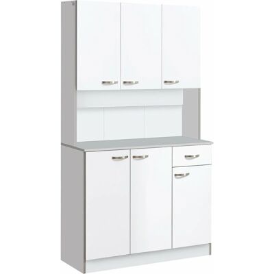 BENZONI Armadio da Cucina in Legno Bianco con Mensole - Armadio da Cucina BENZONI Armadio da Cucina in Legno Bianco con Mensole - Armadio da Cucina