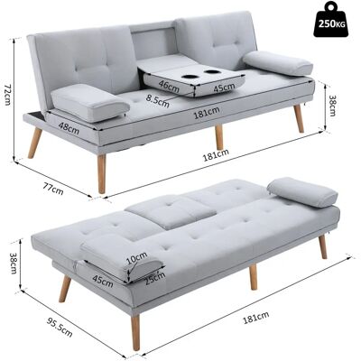Unknown - Divano Letto 3 Posti - Grigio - 181x77x72 cm - Sofa Bed Unknown - Divano Letto 3 Posti - Grigio - 181x77x72 cm - Sofa Bed