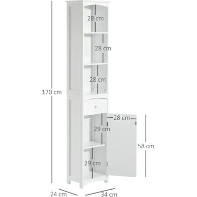 Mobile bagno in MDF bianco BENZONI - Salvaspazio, 35x24x170 cm Mobile bagno in MDF bianco BENZONI - Salvaspazio, 35x24x170 cm