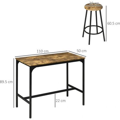 GIORDANOSHOP - Set Tavolo Alto e 4 Sgabelli in MDF e Metallo Marrone e Nero - Stile Industriale GIORDANOSHOP - Set Tavolo Alto e 4 Sgabelli in MDF e Metallo Marrone e Nero - Stile Industriale