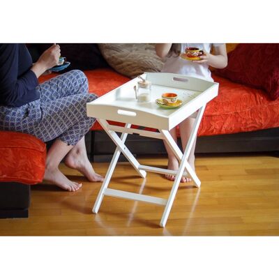 Zeus - 64x40x52 cm - Faggio verniciato bianco - Foldable Tray Table Zeus - 64x40x52 cm - Faggio verniciato bianco - Foldable Tray Table