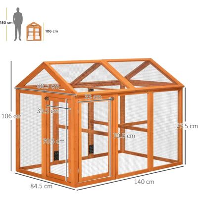 Generic - 140x88.5x106 cm - Gabbia per polli Generic - 140x88.5x106 cm - Gabbia per polli