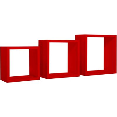 GIORDANOSHOP - Set di 3 Mensole a Cubo da Parete Rosso in Fibra di Legno GIORDANOSHOP - Set di 3 Mensole a Cubo da Parete Rosso in Fibra di Legno
