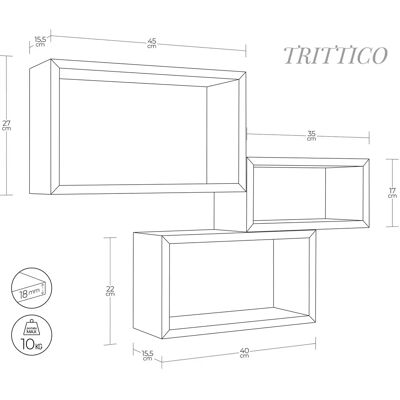 GiordanoShop - Modello Trittico - Set 3 Mensole Rettangolari in MDF Blu Baltico - Mensole da Parete GiordanoShop - Modello Trittico - Set 3 Mensole Rettangolari in MDF Blu Baltico - Mensole da Parete