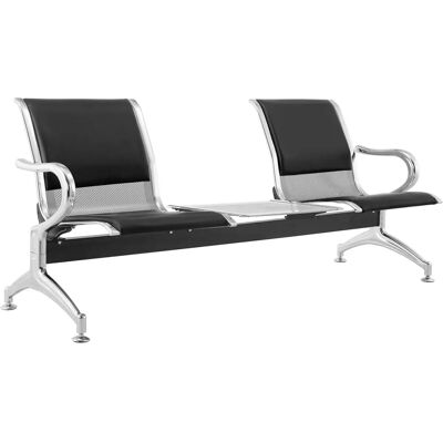 Generic - Panca Attesa 2 Posti Acciaio Similpelle - Argento/Nero - Waiting bench Generic - Panca Attesa 2 Posti Acciaio Similpelle - Argento/Nero - Waiting bench