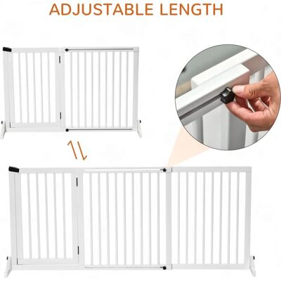 Generic - Cancello 3 Pannelli Regolabile - Pino Bianco - 113-166 cm - Cancello per cani Generic - Cancello 3 Pannelli Regolabile - Pino Bianco - 113-166 cm - Cancello per cani