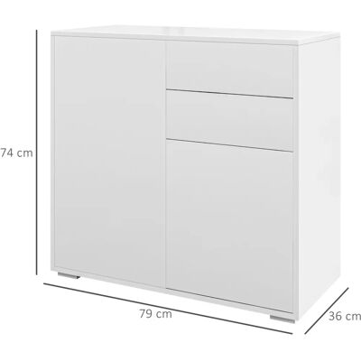 Generic - Credenza - Bianco lucido - 79x36x74 cm - Armadio Generic - Credenza - Bianco lucido - 79x36x74 cm - Armadio