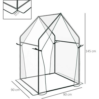Unknown - Mini Serra da Giardino 2 Porte Avvolgibili 90x90x145 cm - Colore: Trasparente - Dimensione: 90x90x145 cm - Materiale: Acciaio e Plastica - Serra da giardino Unknown - Mini Serra da Giardino 2 Porte Avvolgibili 90x90x145 cm - Colore: Trasparente - Dimensione: 90x90x145 cm - Materiale: Acciaio e Plastica - Serra da giardino