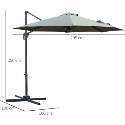 Generic - Ø2.95x2.5m Grigio - Ombrellone - Ombrello da giardino Generic - Ø2.95x2.5m Grigio - Ombrellone - Ombrello da giardino