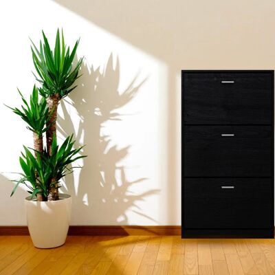 Unknown - Scarpiera Salvaspazio 3 Ante Ribalta 63x24x115 - Melaminico Venato Nero - Scarpiera Unknown - Scarpiera Salvaspazio 3 Ante Ribalta 63x24x115 - Melaminico Venato Nero - Scarpiera