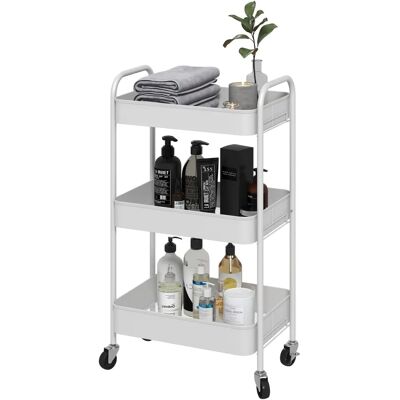 GENERIC - Carrello a 3 livelli - Bianco - Acciaio - Carrello da cucina GENERIC - Carrello a 3 livelli - Bianco - Acciaio - Carrello da cucina