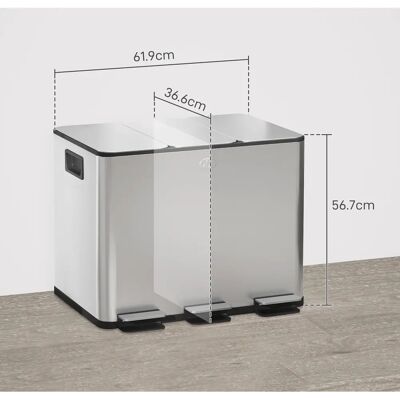 Generic - 3-Sectioni 20L Pedale Bidone - Acciaio inossidabile Generic - 3-Sectioni 20L Pedale Bidone - Acciaio inossidabile