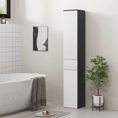 Unknown - ColonnaBagno30x28x180 - Nero - Bianco - Bathroom cabinet Unknown - ColonnaBagno30x28x180 - Nero - Bianco - Bathroom cabinet