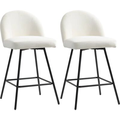 UNBRANDED - Set da 2 sgabelli da bar velluto bianco crema UNBRANDED - Set da 2 sgabelli da bar velluto bianco crema