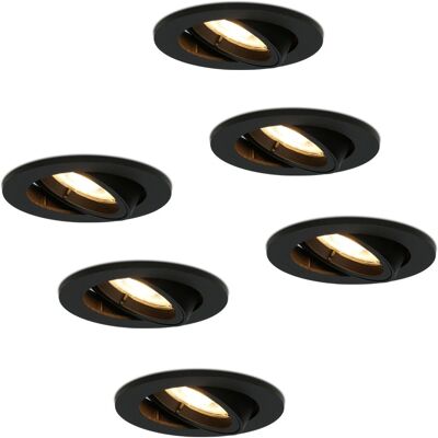 Hoftronic Set van 6 stuks zwarte dimbare LED inbouwspots Oslo 5 Watt kantelbaar - LED Downlight Set Hoftronic Set van 6 stuks zwarte dimbare LED inbouwspots Oslo 5 Watt kantelbaar - LED Downlight Set