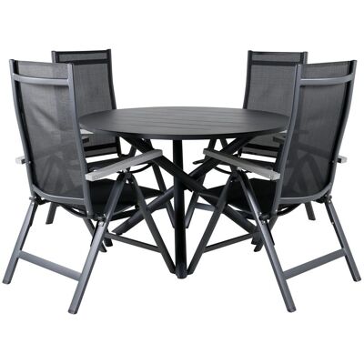 Ebuy24 Alma Hagesett - Bord 120cm og 4 Stoler, Svart Ebuy24 Alma Hagesett - Bord 120cm og 4 Stoler, Svart
