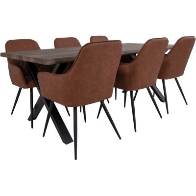Ebuy24 Tony Spisebord og Stolsett - Moderne 7-delt Brun Eik Ebuy24 Tony Spisebord og Stolsett - Moderne 7-delt Brun Eik