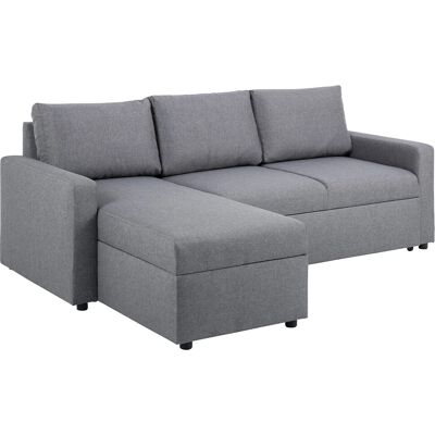 Ebuy24 Sander Schlafsofa aus Stoff mit Ottomane, Stauraum, Grau Ebuy24 Sander Schlafsofa aus Stoff mit Ottomane, Stauraum, Grau