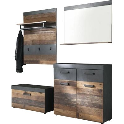 Irwin D - Grau Matera Alt-Holz Garderobenset Irwin D - Grau Matera Alt-Holz Garderobenset