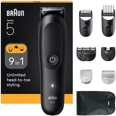 Braun AIO5540 Tagliacapelli e Rasatore - Kit 9-in-1 - Nero Braun AIO5540 Tagliacapelli e Rasatore - Kit 9-in-1 - Nero