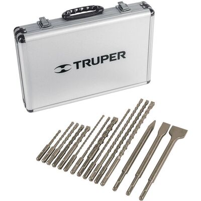 Truper - Juego de brocas y cinceles SDS Plus - 15 piezas Truper - Juego de brocas y cinceles SDS Plus - 15 piezas