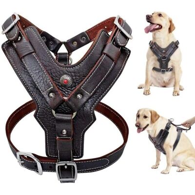 Ahlsen Leather Dog Harness - genuine leather - adjustable - with handle - Dog harness Ahlsen Leather Dog Harness - genuine leather - adjustable - with handle - Dog harness