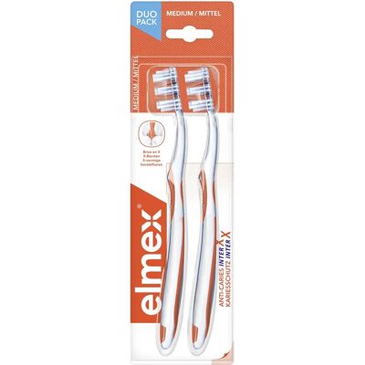 ELMEX InterX Medium Duo Pack Tandenborstels - Kariesbescherming ELMEX InterX Medium Duo Pack Tandenborstels - Kariesbescherming
