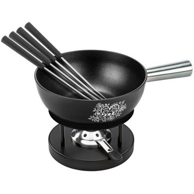 Kuhn Rikon - Lichtgewicht Aluminium Fondue Set met 22cm Pan - Zwart Kuhn Rikon - Lichtgewicht Aluminium Fondue Set met 22cm Pan - Zwart