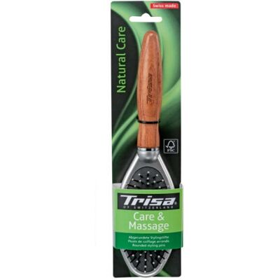 Trisa 679739 Argent Bois Paddle Brosse à cheveux - Publicité Trisa 679739 Argent Bois Paddle Brosse à cheveux - Publicité