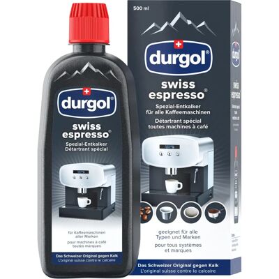 Durgol Swiss Spezial-Entkalker Espresso – Wasserenthärner für alle Kaffeemaschinen – deutsche Version – 1 x 500 ml Durgol Swiss Spezial-Entkalker Espresso – Wasserenthärner für alle Kaffeemaschinen – deutsche Version – 1 x 500 ml