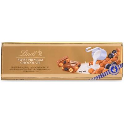Lindt Mleczna Czekolada z Rodzynkami i Orzechami Laskowymi - Chocolate Bar Lindt Mleczna Czekolada z Rodzynkami i Orzechami Laskowymi - Chocolate Bar
