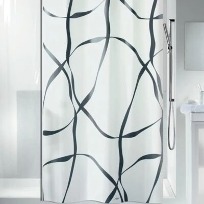 Spirella - Polyester Duschvorhang 180x180cm Perleffekt Schwarz Weiß Spirella - Polyester Duschvorhang 180x180cm Perleffekt Schwarz Weiß