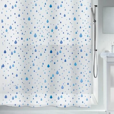 Tenda doccia PEVA Goccia d'acqua Blu Spirella - Tenda doccia Tenda doccia PEVA Goccia d'acqua Blu Spirella - Tenda doccia