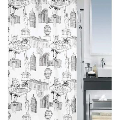 Spirella - Cortina de ducha Poliéster Vegas 240x180cm Blanco y Negro - Accesorios de baño Spirella - Cortina de ducha Poliéster Vegas 240x180cm Blanco y Negro - Accesorios de baño