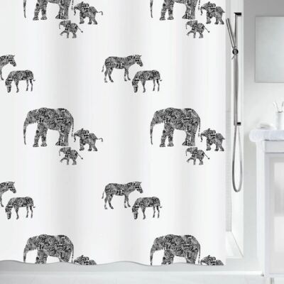 Tenda doccia in poliestere nero e bianco Spirella Serengeti - Tenda doccia Tenda doccia in poliestere nero e bianco Spirella Serengeti - Tenda doccia