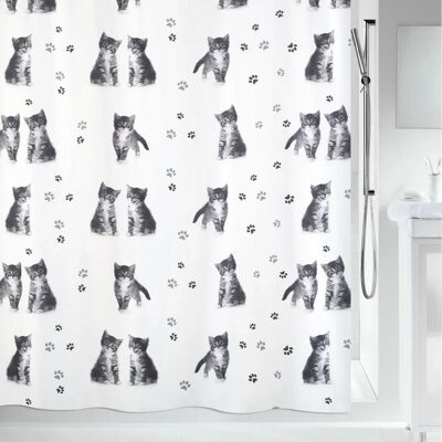 Tenda Doccia Impermeabile Kitty Paw - Poliestere Grigio Tenda Doccia Impermeabile Kitty Paw - Poliestere Grigio