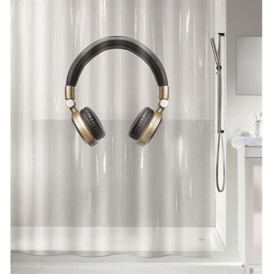 Rideau de Douche Spirella Écouteur - PEVA Imperméable - Design Moderne - Publicité Rideau de Douche Spirella Écouteur - PEVA Imperméable - Design Moderne - Publicité