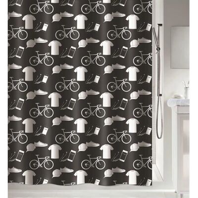 Rideau de douche Patchwork en polyester Spirella - Noir & Blanc - Publicité Rideau de douche Patchwork en polyester Spirella - Noir & Blanc - Publicité