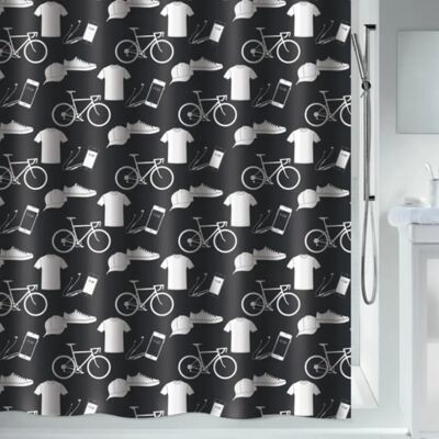 Spirella - Cortina de ducha de poliéster patchwork - 240x180 cm - Blanco y negro Spirella - Cortina de ducha de poliéster patchwork - 240x180 cm - Blanco y negro