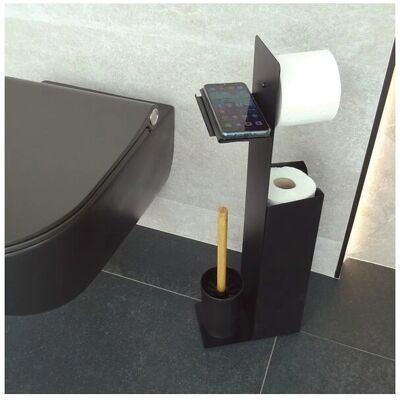 Inodoro Spirella con soporte para smartphone - 22x12x67cm - Negro Inodoro Spirella con soporte para smartphone - 22x12x67cm - Negro