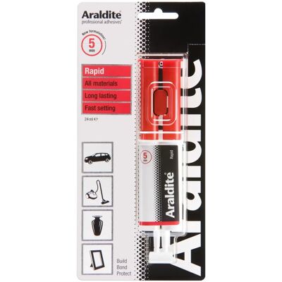 Araldite Aradite Rapid Epoxy Syringe - Metal, Wood, Ceramics, Glass - 24ml Araldite Aradite Rapid Epoxy Syringe - Metal, Wood, Ceramics, Glass - 24ml