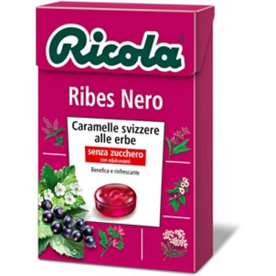 Caramelle di ribes nero Ricola senza zucchero - Svizzera Caramelle di ribes nero Ricola senza zucchero - Svizzera