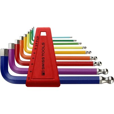 Zestaw kluczy imbusowych Rainbow z głowicą kulistą PB Swiss Tools 9 sztuk Zestaw kluczy imbusowych Rainbow z głowicą kulistą PB Swiss Tools 9 sztuk