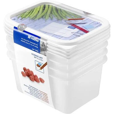 Set di contenitori alimentari Rotho Domino Bianco - 4 pezzi 0,75L Set di contenitori alimentari Rotho Domino Bianco - 4 pezzi 0,75L