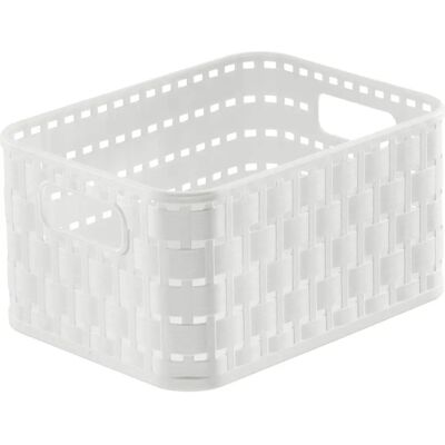 Rotho fehér műanyag kosár rattan hatású - Tárolókosár Rotho fehér műanyag kosár rattan hatású - Tárolókosár