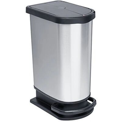Rotho Paso Doppel-Mülleimer - 50L, Silber Rotho Paso Doppel-Mülleimer - 50L, Silber