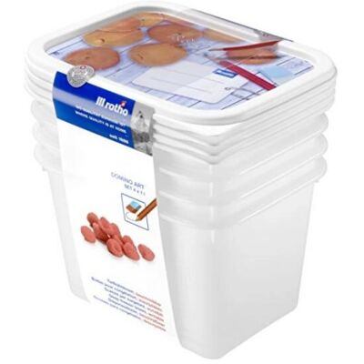 Set di contenitori Rotho Domino bianchi - 4 pezzi - 1L Set di contenitori Rotho Domino bianchi - 4 pezzi - 1L